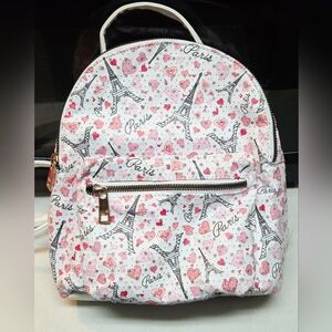 Pink White Paris Small 10x10" Backpack Girls Tote